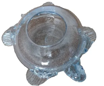 Hand Blown And Fused Glass Sea Turtle Light Blue Bowl Dish Open Back • $15.75