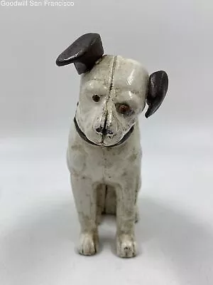 Vintage Rca Victor Dog Nipper Painted Cast Iron Piggy Bank Statuette 6  High • $29.99