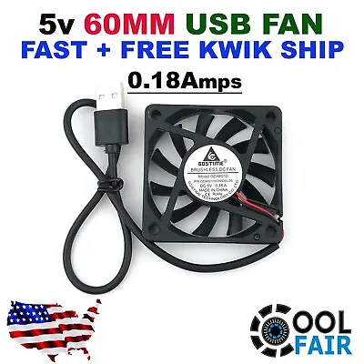 5v 60mm USB Cooling Fan DC 60x60x10mm 6010 Cooler Case Gdstime • $8.95