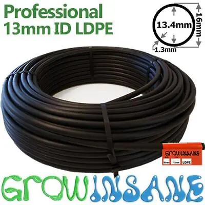 Black LDPE Supply Pipe 13mm ID (1/2) Inch Irrigation - Garden Watering Tube • £1.99