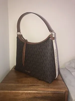 Michael Kors Maeve Large Hobo Bag Leather Pvc Brown Luggage New Retail $400 • $99.95
