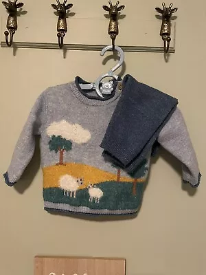 £3.50 • Buy Baby Clothes Jumper And Matching Trousers Sheep Farm Cute 0-3 Months
