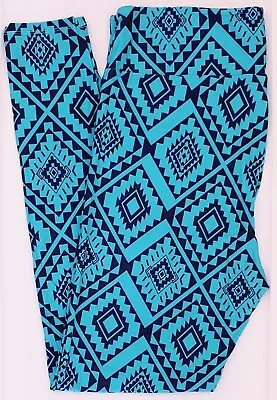 TC LuLaRoe Tall & Curvy Leggings Aztec Southwest Tribal Blue Turquoise NWT H26 • $11.90