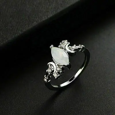 Elegant 925 Silver Moonstone Rings For Women Wedding Proposal Jewelry Size 6-10 • $1.69