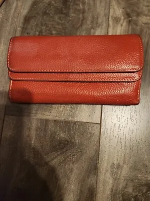 Vera Pelle Wallet Burnt Orange Leather Double Button Closure • $25