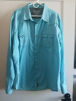 Retro Premium Western Long Sleeve Shirt 2XL Wrangler 112344555 TURQ Tiffany Blue • $44.99