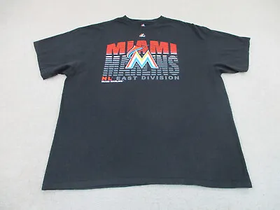 Miami Marlins Shirt Adult 2XL XXL Black Orange MLB Baseball Majestic Mens A64 * • $15.10