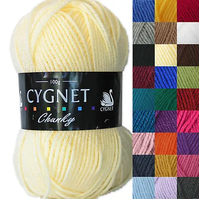 Cygnet Chunky 100g 100% Arylic Knitting Yarn • £2.99