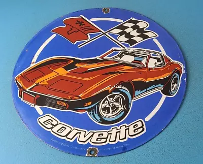 Vintage Corvette Porcelain Sign - American Auto Service Gas Pump Racing Sign • $144.47