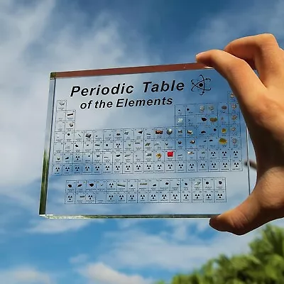 Glass Periodic Table Of Elements With Real Elements Inside • $40