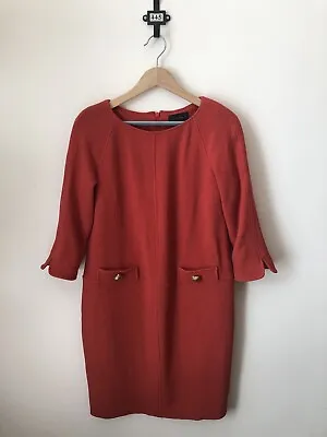 £7 • Buy Vintage Luisa Spagnoli Pink Shift Dress, Size M 44, 3/4 Sleeves, Made In Italy