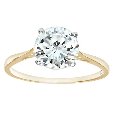 9ct Gold On Silver 2.00ct Solitaire Engagement Ring J To V - Simulated Diamond • £25