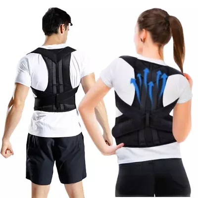 Back Posture Corrector Support Upper Back Lower Back Body Adjustable Strap Brace • £17.06