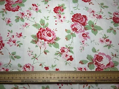 IKEA Cath Kidston Rosali Roses On White Cotton Fabric 2m X 150cm • £32.99