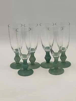 Villeroy Boch Set Of 5 5oz Isabelle Green Fluted Champagne Glass 7.25” Tall • $130