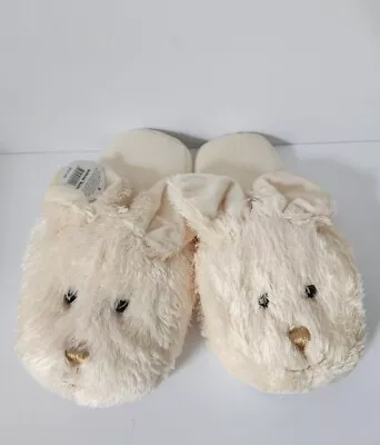 NEW Dezi Animules Bunny Rabbit Slippers Plush Women's Medium 7/8 Furry Ivory • $19.98