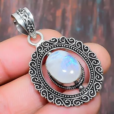 Rainbow Moonstone Gemstone Handmade Gift Jewelry Pendant 1.77  T941 • $3.99