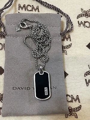 Authentic David Yurman Sterling Silver  Onyx Dog  Tag With Original Chain • $949.99