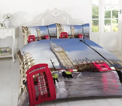 London City Bus Tower Bridge BigBen Cathedral Premium Duvet Cover Bedding Set • £16.84