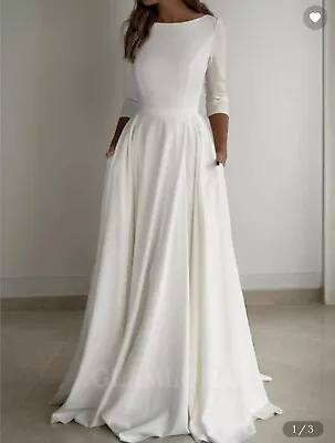 A-line Wedding Dress 3/4 Sleeves Floor-Length Stretch Crepe • £245