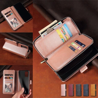 $9.58 • Buy For Samsung S22 Ultra S21 S20 Plus Note 20 Zipper Leather Card Purse Wallet Case