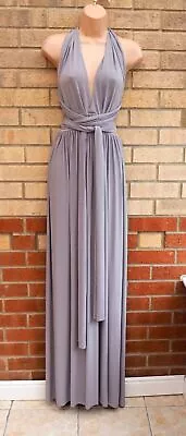 Tfnc Grey Silver Slinky Lycra Many Way Multi Way Party Long Maxi Dress 12 M • $43.15