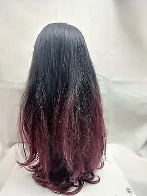 Rooted Ombre Wine Red 3/4 Wig Long 29 Inches Straight Hair Party Cosplay Goth • £20