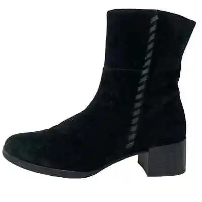 Gabor Boots Ankle Booties Women's UK 6 US 8.5 Black Suede Leather Zip Round Toe • $38.76