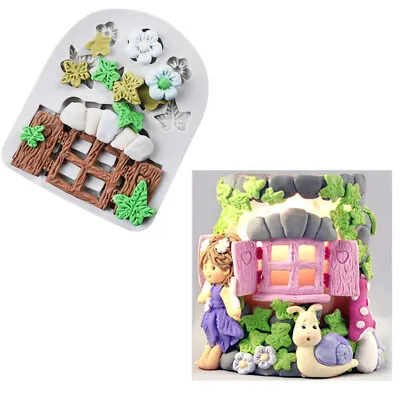 Fairy Window Door Flower Fondant Mould Cake Chocolate Baking Mold 3D Silicone  • £2.59