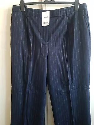 £25 • Buy Womens Suit Trousers / Size 20R / NEXT / Straight Leg Pin Stripe Dark Navy