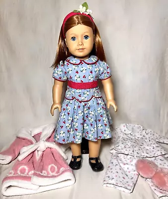 American Girl Doll Emily With Meet Dress Outfit PJs Robe & Slippers RETIRED • $175