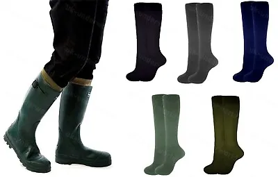 Mens Welly Socks Wellington Boot Adults Long Wellie Liners Gardening Fishing • £4.45