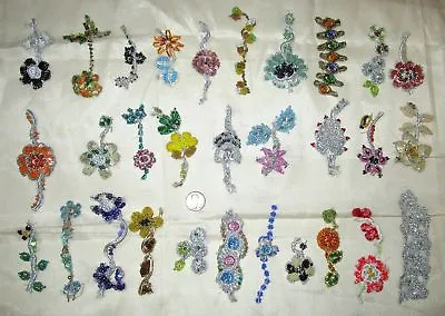 V RARE LOT Antique Vintage Sari TRIM LACE EDGING RIBBON 20 Pc CRAFT APPLIQUES • $28.19