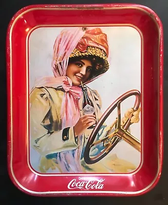 Coca Cola Serving Tray Vintage/antique Collectible Pink Scarf Bonnet @ Wheel • $11