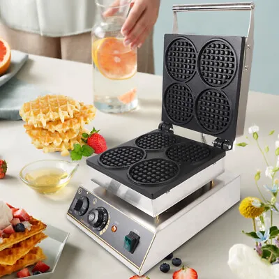Commercial Nonstick 110v 1750W Electric 4pcs Mini Round Waffle Maker Baker Iron • $121.60