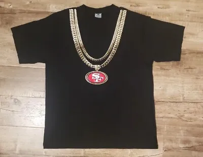 $35 • Buy Vintage 49ers Gold Chain Medallion Black XL NFL San Francisco Niner Gang