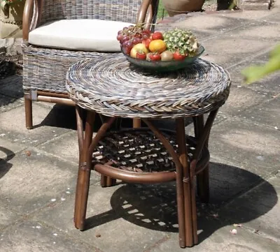 Wicker Round Weave Table Zebra Rattan / Cane • £89