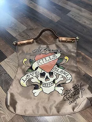 ED HARDY Christian Audigier LOVE KILLS SLOWLY Large Bronze Tote Shopper • $10.20