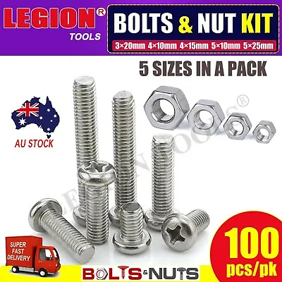 Bolts And Nuts Set Assortment Kit M3/M4/M5 Bolts And Nuts 50pcs/pack • $4.85