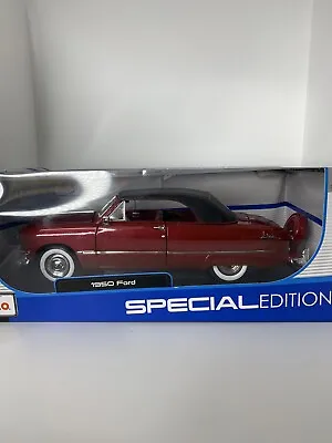 1950 Ford Soft Top Red 1:18 Diecast Model Car By Maisto • $34.99