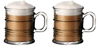 Pack Of 2 Coffee Latte Glasses Mugs 260ml / 7.5x8.5cm PARKER • £7.45