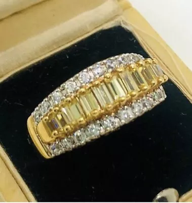 $69.99 • Buy Sterling Silver 18k Gold Vermeil Citrine & Clear CZ Ring Sz6 7.5 Vintage Jewelry