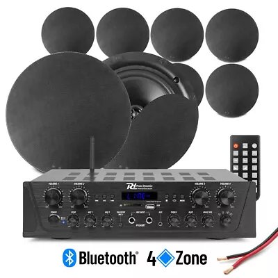 4-Zone Multi Room Ceiling Speaker System PV240BT Bluetooth Amplifier & 8x NCSS5B • £379