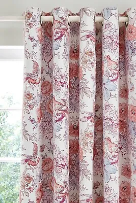 PAIR OF Laura Ashley Birtle Blush Eyelet BLACKOUT Curtains W168  Drop137cm • £44.90