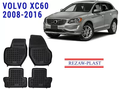 Floor Mats For Volvo XC60 2008-2016 2 Rows All Weather Rubber Liners Set Black  • $119.99