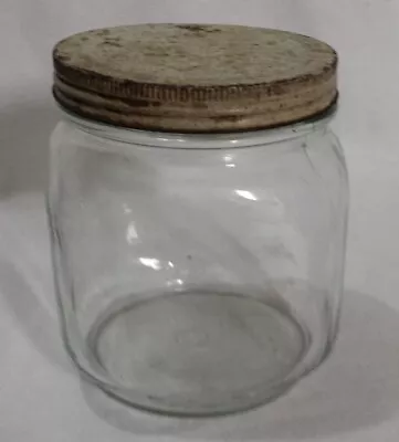 Vintage Duraglad Wide Mouth Glass Jar With Screw-on Pure Honey Tin Lid • $24