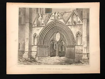 £6.95 • Buy Antique Scottish Architectural Print ELGIN CATHEDRAL, THE WESTERN DOORWAY