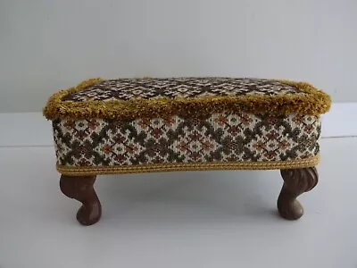 Vintage Sherborne Foot Stool/Seat-Queen Anne Style Legs-Tapestry Cover-Gold • £24.99