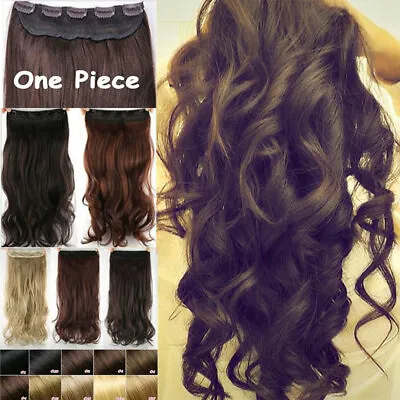 £13.42 • Buy Natural Hair Extensions Half Head Clip In One Piece Real Thick Hair Piece Curly