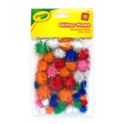 Glitter Pom Poms - 50 Pack Art Kids Toys Create Colour Crafts Childrens Glitter • £2.79